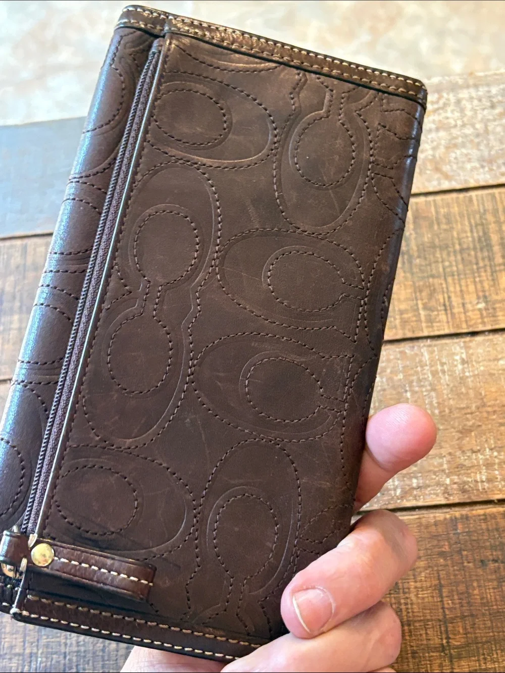 Coach Brown Signature Leather Wallet Clutch
